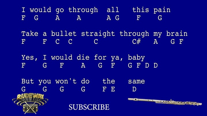 Bruno Mars - Grenade * Flute notes * By Rudeway