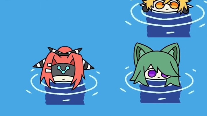 The Caderousse team plays in the water