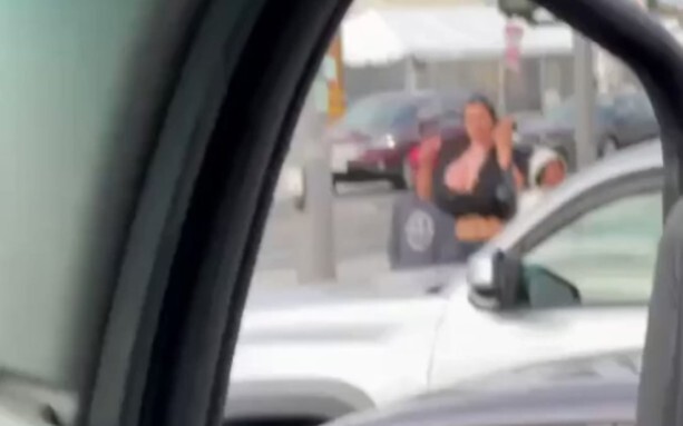 A man in California, USA, caused a stir as he walked down the street.