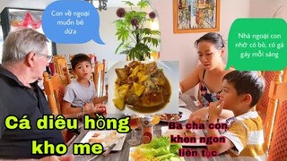 Cá diêu hồng kho me khóm/ba cha con thích quá khen ngon liên tục/Cuộc sống pháp/món ăn ngon mỗi ngày