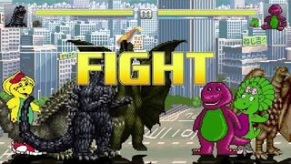 AN Mugen Request #1753: Godzilla, Anguirus, Rodan VS Barney, Princess Baby Bop, Captain B.J.