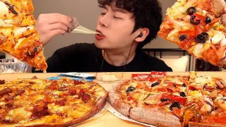 【Food】SIO's Mukbang: Trying 4 different kinds of Korean pizza.