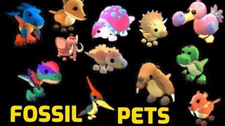 ALL THE FOSSIL PETS IN ADOPT ME ROBLOX GAME (PETS IN FOSSIL EGGS/DINO EGGS?)