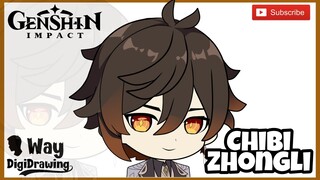 How to Draw Chibi Zhongli from Ghensin Impact