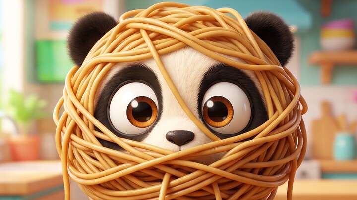 熊猫Momo大战面条！🐼🍜😂 | Momo vs Noodles | Cute Panda Animation
