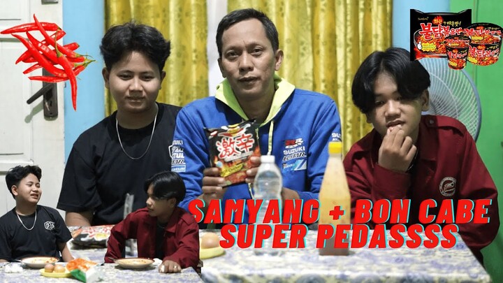 PEMAIN TAURAN USIA DINI  ADU  KEKUATAN MAKAN MIE SAMYANG + BON CABE ! SUPER PEDES