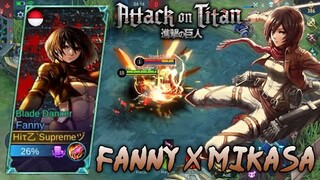 FANNY SKIN AS MIKASA ACKERMAN SCRIPT [ATTACK ON TITAN] FULL EFFECTS + NO PASSWORD - MOBILE LEGENDS