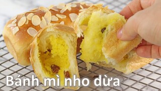 Bánh mì nho dừa mềm thơm siêu ngon | Coconut cream bread