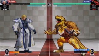 KOF15　オメガルガールvsダイナソー　デカキャラなのに動きが速い　ちょうどいい目から気弾