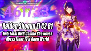 Raiden Shogun Ei C2 R1 Broken Constellation Damage Showcase - 1m5 Total DMG Combo