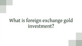 What is foreign exchange gold investment?