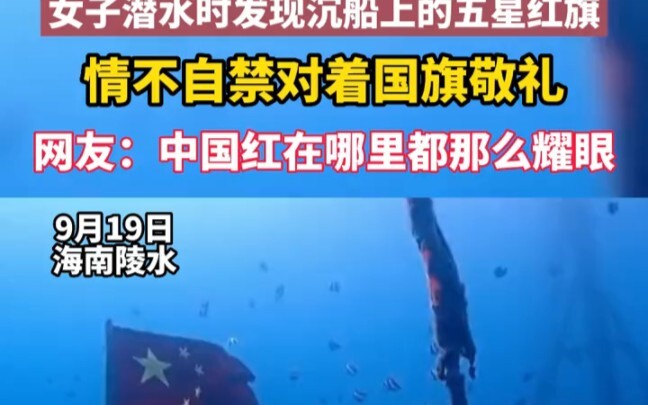 A female diver discovered a sunken ship at the bottom of the sea, and saw the Five-Star Red Flag sti