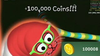 Wormate.io 100,000 Coins! Already Bought All Clothings and Skins, Now What? Epic/Amazing Gameplay