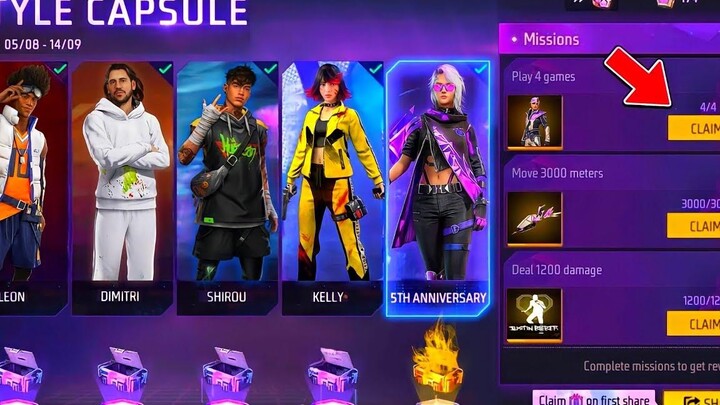 รับฟรี 5 ตัวละคร💪😎กิจกรรม Free Fire ครบรอบ 5 ปี🔥🎁02 กิจกรรมวันนี้ Free Fire