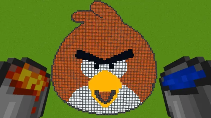 How To Draw in Minecraft ? | Pixel Art | Angry Birds Red
