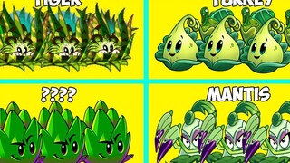 TIGER GRASS vs TURKEY PULT vs DARTICHOKE vs POKRA - ใครจะเป็นผู้ชนะ - PvZ 2 Plant Vs Plant