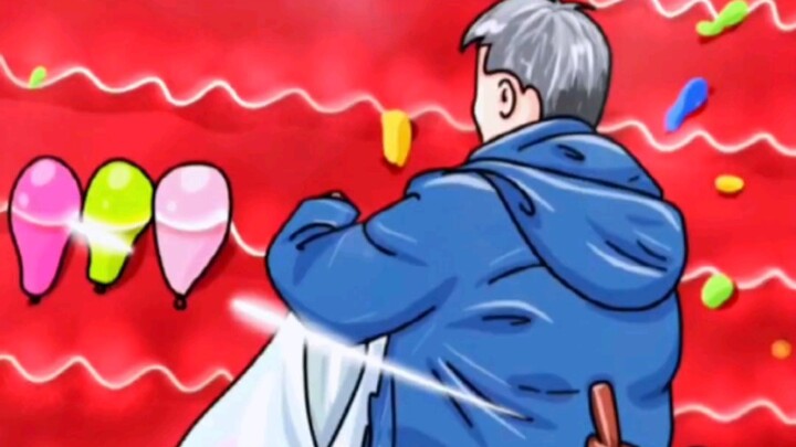 A master shows up at the balloon-striking booth—his speed hanging balloons can’t keep up with his sh