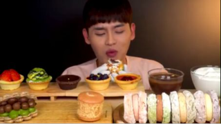 ASMR Bánh khoai tây dẻo và Matcha dâu tây béo #asmr #mukbang