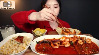 cơm chiên trứng buldak enoki nấm mara gambas một lần ăn mukbang #amthuc