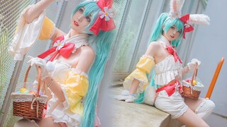 กระต่ายน้อยสีขาวและหูทั้งสองข้างยืนขึ้น ❤️ Hatsune Miku / cospaly [ซอส Qingdou]