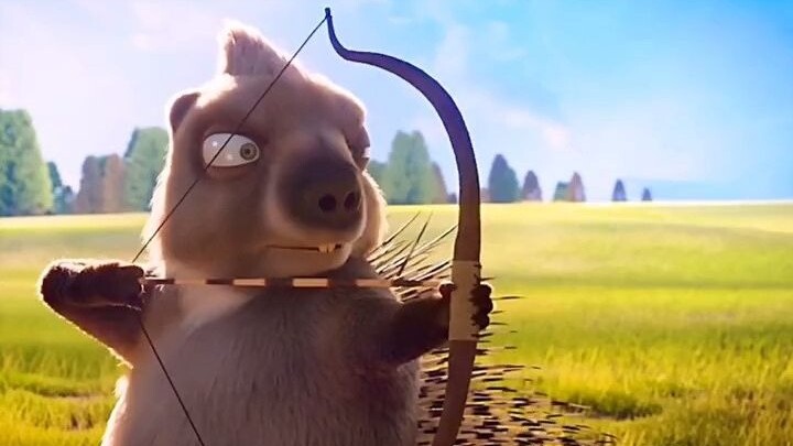 Aksi landak membuat marmut ketakutan.