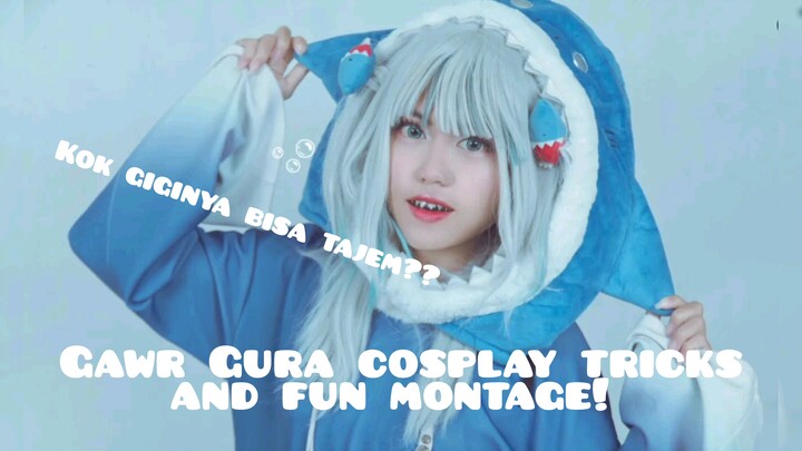 Kok giginya bisa runcing?? | Gawr Gura Hololive EN cosu tricks & Fun Montage! Vtuber cosplay dance ♡