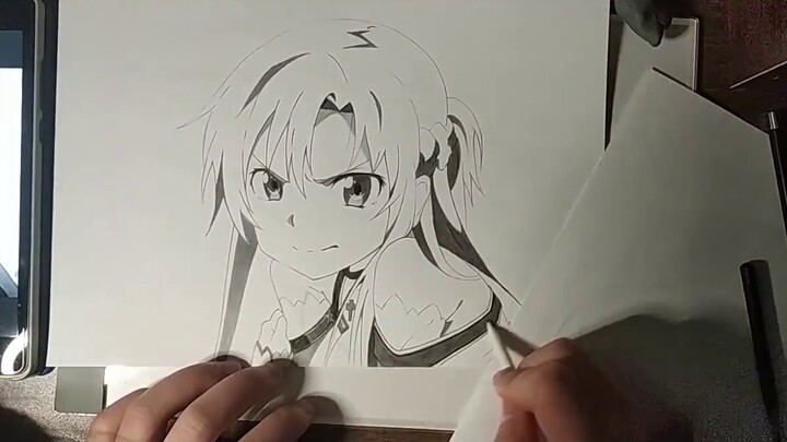 [Hand-drawn] Pencil hand-drawn Asuna, failed!