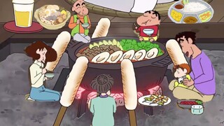 Crayon Shin-chan [Makan stik nasi panggang ala Oden, minum bir dingin, dan membuat tusuk sate] [Guan