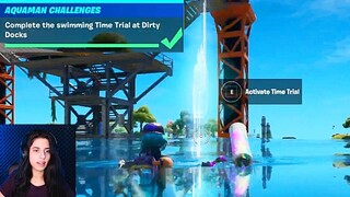 Complete the Swimming Time Trial at Dirty Docks | Fortnite Battle Royale (Week 4 Challenge)