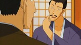 This is the reaction of Kogoro Mouri when Conan was hit by the anesthetic needle and he was not anes