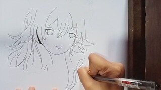 gambar anime simpel menggunakan pena