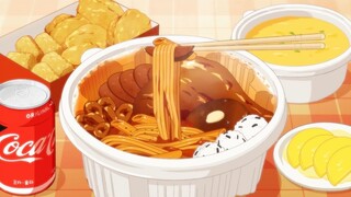 猪排盖浇面豪华套餐：一口炸鸡一口冰可乐，还有解腻小蛋糕