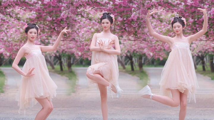 Dancing “Guanghan Palace” under the cherry blossoms—passersby thought I was a fairy who’d descended 