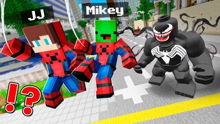 JJ and MIKEY SPIDER-MAN vs VENOM from ROBLOX! SUPERHEROES BATTLE in Minecraft - Maizen