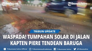 Hati hati! Jalan Kapten Piere Tendean Baruga Kendari Ada Tumpahan Solar, Warga dari Mobil Damri