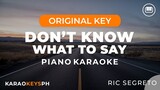 Don't Know What To Say - Ric Segreto (Piano Karaoke)