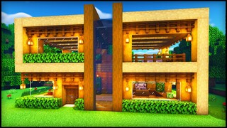 Minecraft Wooden Modern House: How to build a Cool Modern House Tutorial