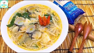 CANH NGHÊU NẤU NẤM KIM CHÂM | Lạ miệng với món canh bổ dưỡng ngon tuyệt | Bếp Của Vợ