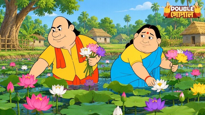 পুকুরে রঙিন পদ্মফুল তুলতে পৌঁছালো গোপাল আর তার স্ত্রী | Gopal Bhar | Most Popular | Double Gopal