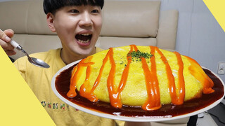 [Mukbang] Omurice + Mie pedas