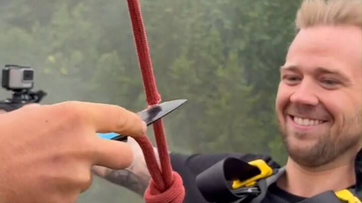 Compared with ordinary bungee jumping, is this "rope-cutting bungee jumping" more terrifying?