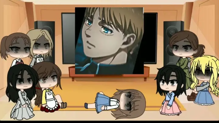 Past aot moms react to their kids ( part 3/4  Armin, Mikasa and Eren)