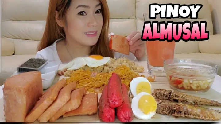 PINOY ALMUSAL MUKBANG (BREAKFAST) Maling / Tuyo / Hotdog / Pancit / Itlog na Maalat /Garlic rice