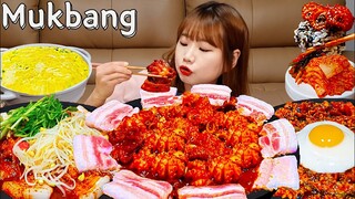 🐙쭈꾸미삼겹살+볶음밥먹방🥘 맵싹~~한거 땡길땐 쏘주에 쭈꾸미삼겹살이지🥰 Ft.치즈계란찜 Korean Food MUKBANG ASMR EATINGSHOW REALSOUND 요리 먹방