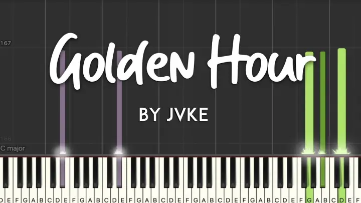 Golden Hour by JVKE synthesia piano tutorial + sheet music (SLOWER VERSION, LOWER KEY)