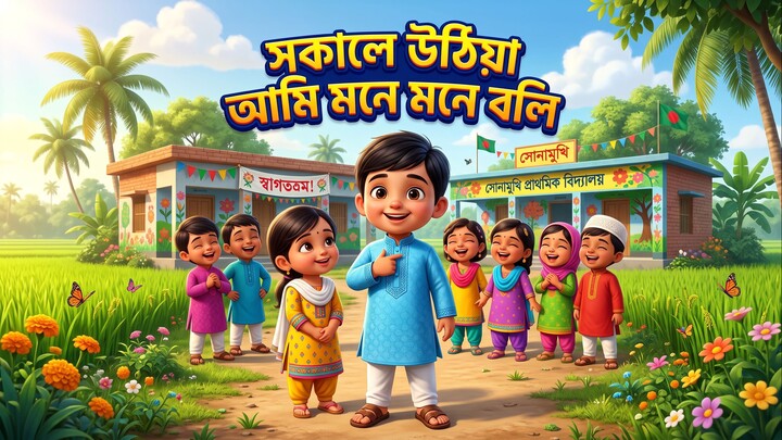 Sokale Uthiya Ami Mone Mone Boli | সকালে উঠিয়া আমি মনে মনে বলি | 3D  Bangla Rhyme - বাংলা ছড়া