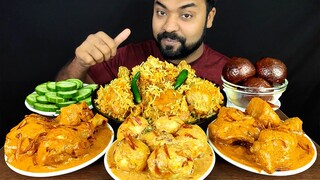 CHICKEN DUM BIRYANI, CHICKEN REZALA, EGG KORMA, GULAB JAMUN, SALAD, CHILI MUKBANG EATING | BIG BITES