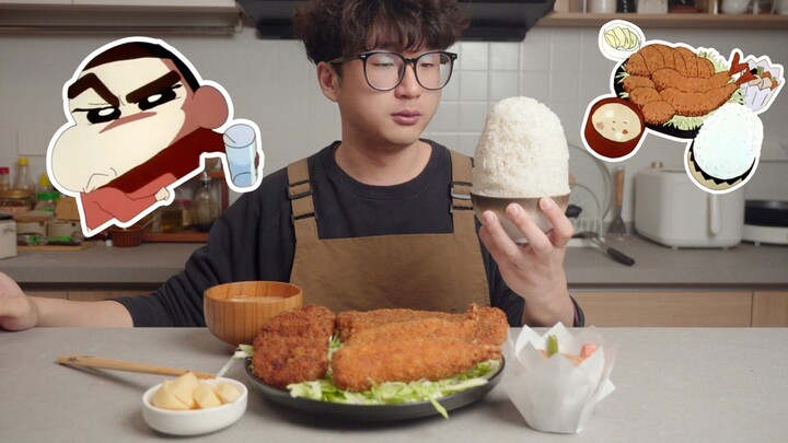 Huge Pork Cutlet Combo for the Heaviest Eaters—Enough for a Whole Day!