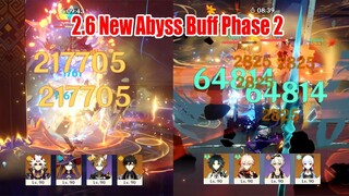 2.6 New Abyss Buff Phase 2 - Xiao C6 & Itto C6 Team Showcase - 60% Normal Atk Bonus?