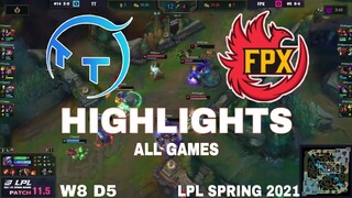 Highlight FPX vs TT (All Game) LPL Mùa Xuân 2021 | LPL Spring 2021 | FunPlus Phoenix vs ThunderTalk